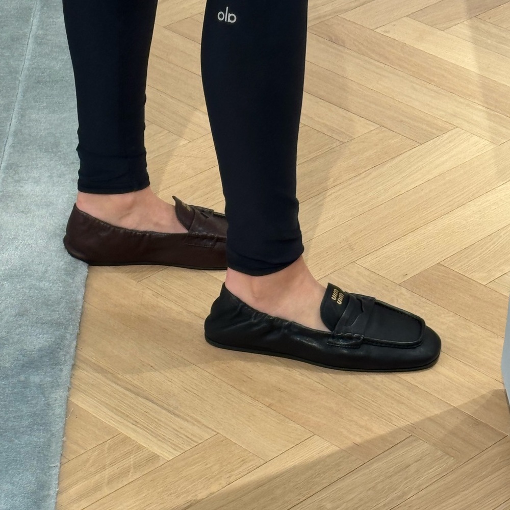 Miu Miu Loafer Brown Ruches nappa leather loafers size 37 boat shoe - Picture 8 of 10